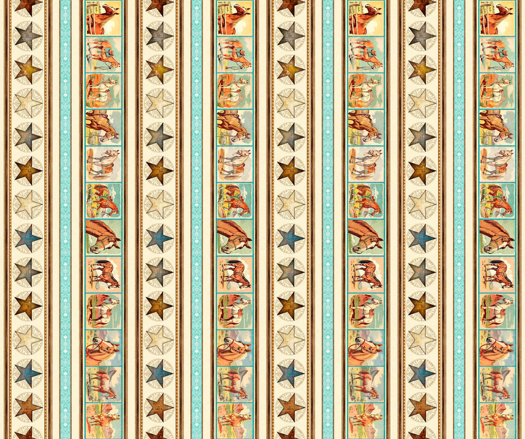 Hey Cowgirl Horse Stripe Quilting Treasures Fabric