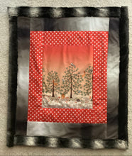 Load image into Gallery viewer, Cozy chinchilla minkee and cotton quilt for baby, toddler, or adult with forest scene and critters
