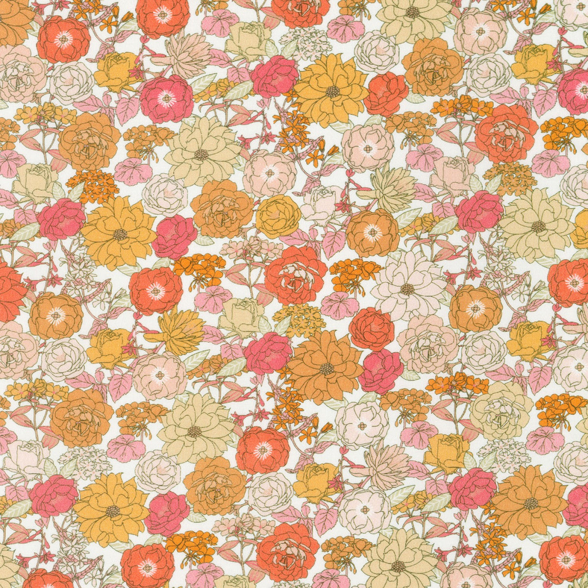 Creamsicle Floral Cotton Lawn Print from Robert Kaufman fabrics – Pat ...